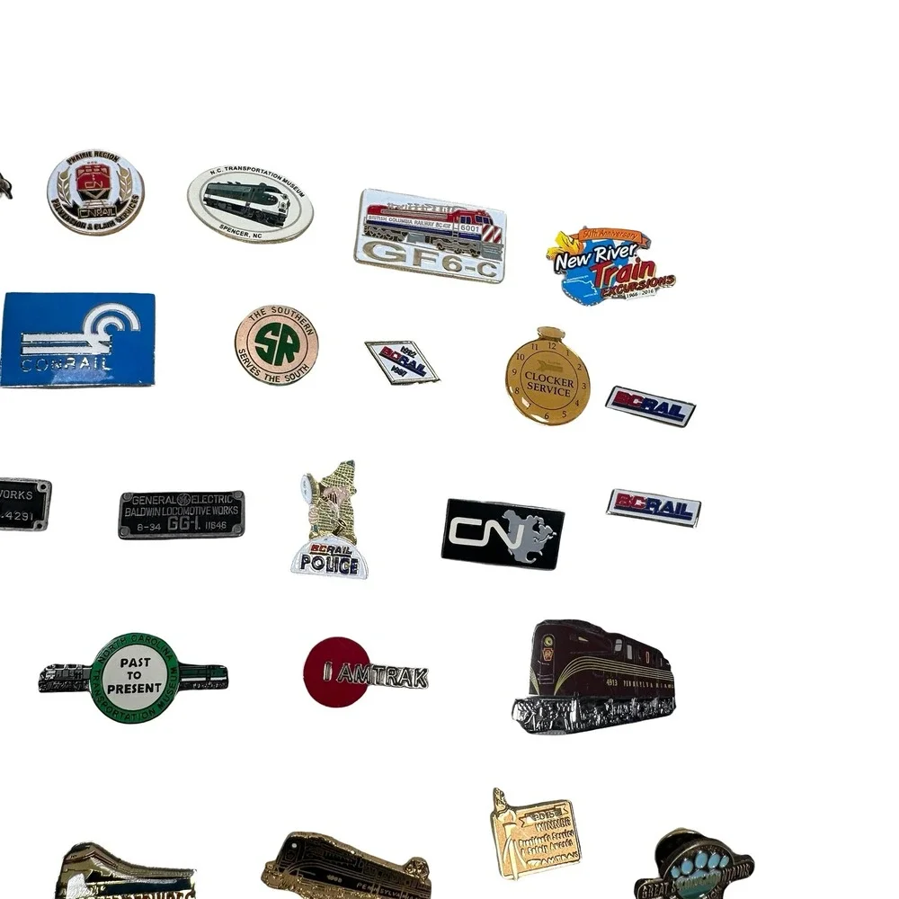 Assorted Vintage Train Railroad‎ Enamel Metal Lapel Pin Huge Lot Amtrak Employee